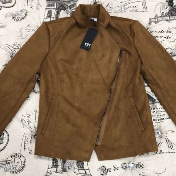 KUT from the Kloth Carina Faux Suede Drape Moto Jacket - Picture 5 of 7